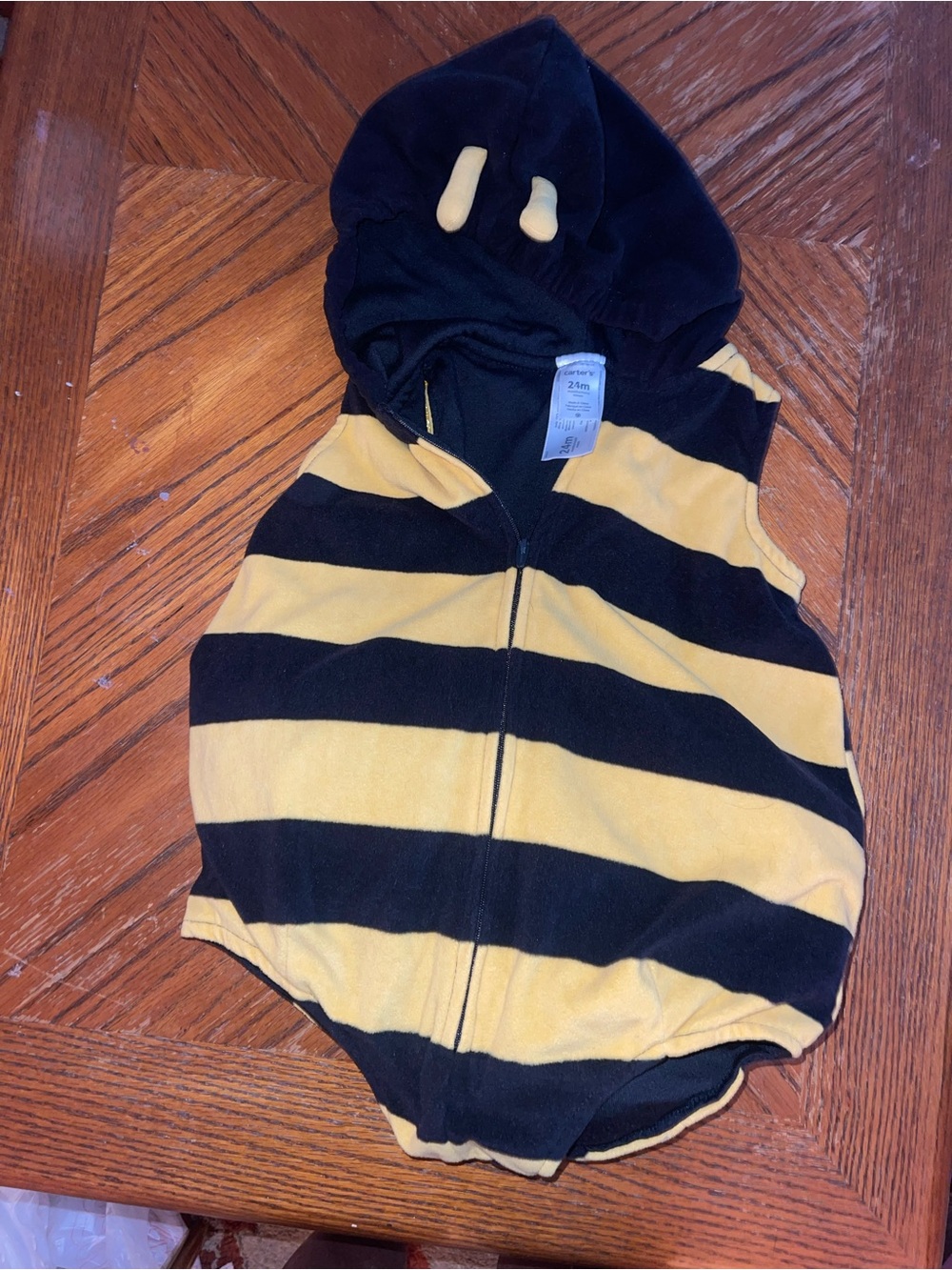 Carter's Black and Yellow Striped Bee Hoodie Romper
